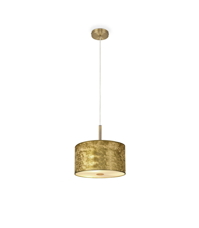 Baymont Antique Brass E27 Single Pendant With 30cm x 17cm Gold Leaf Shade With Frosted/AB Acrylic Diffuser-4