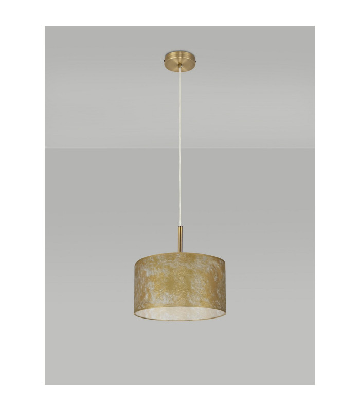 Baymont Antique Brass E27 Single Pendant With 30cm x 17cm Gold Leaf Shade-12