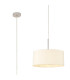 Baymont Polished Chrome E27 Universal Single Pendant With 40cm x 18cm Faux Silk Shade Ivory Pearl/White Laminate-1