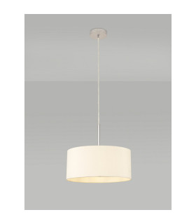 Baymont Polished Chrome E27 Universal Single Pendant With 40cm x 18cm Faux Silk Shade Ivory Pearl/White Laminate-2