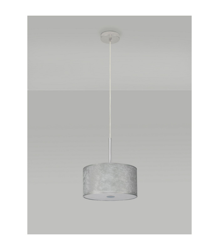 Baymont Polished Chrome E27 Single Pendant With 30cm x 17cm Silver Leaf Shade With Frosted/PC Acrylic Diffuser-14