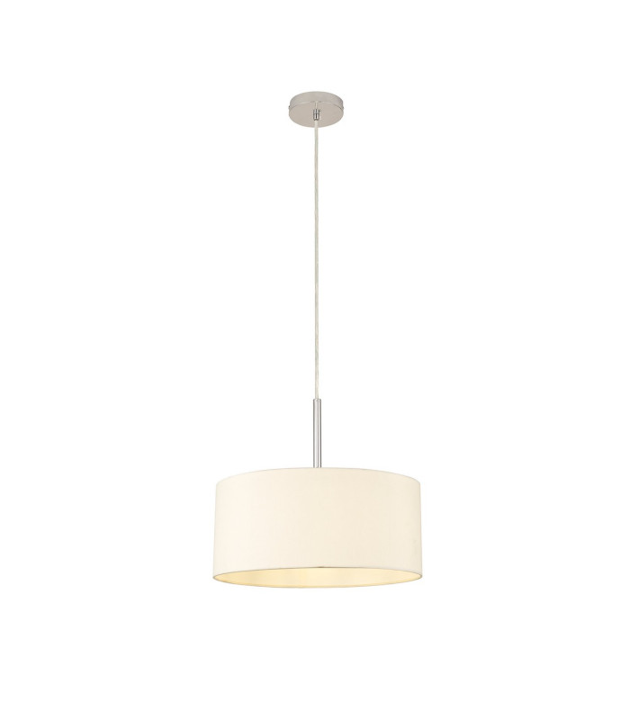 Baymont Polished Chrome E27 Universal Single Pendant With 40cm x 18cm Faux Silk Shade Ivory Pearl/White Laminate-4