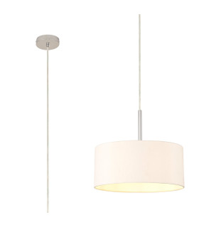Baymont Polished Chrome E27 Universal Single Pendant With 40cm x 18cm Dual Faux Silk Shade Nude Beige/Moonlight-1