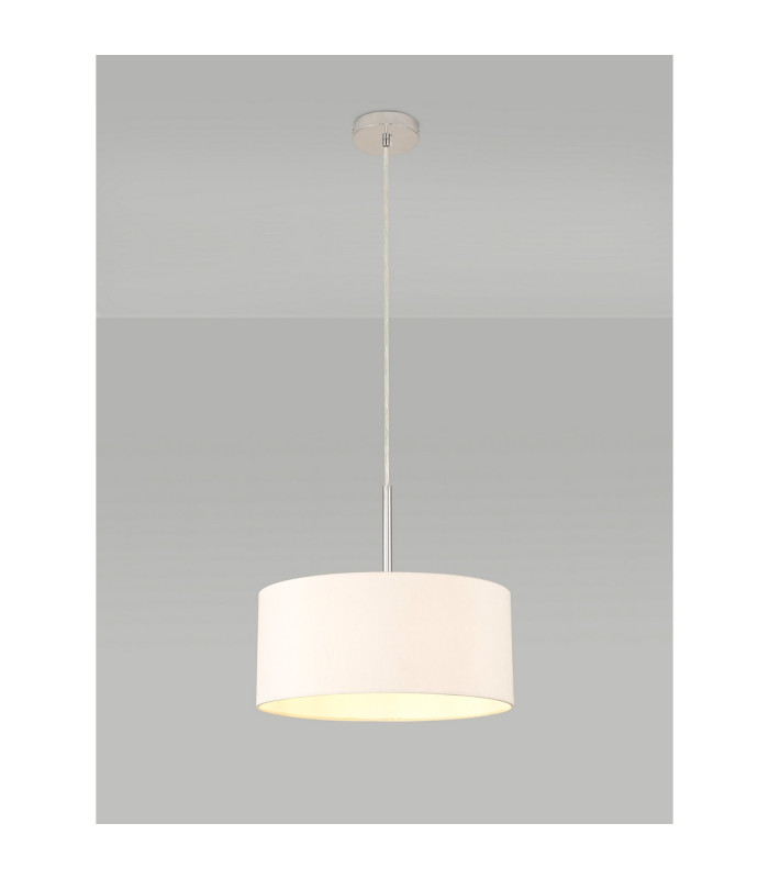 Baymont Polished Chrome E27 Universal Single Pendant With 40cm x 18cm Dual Faux Silk Shade Nude Beige/Moonlight-2