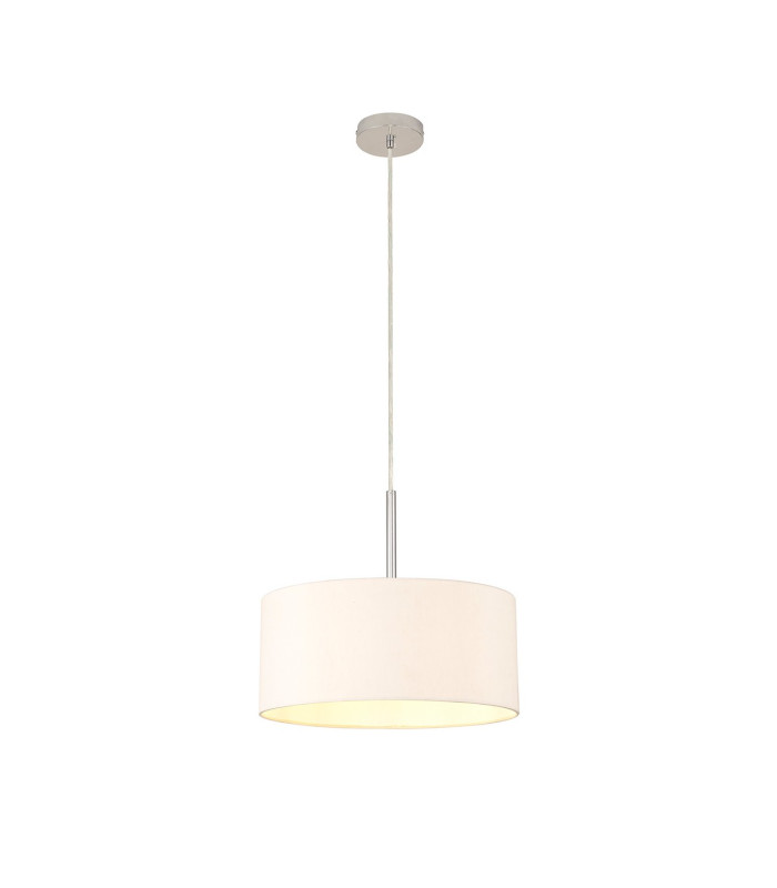 Baymont Polished Chrome E27 Universal Single Pendant With 40cm x 18cm Dual Faux Silk Shade Nude Beige/Moonlight-4