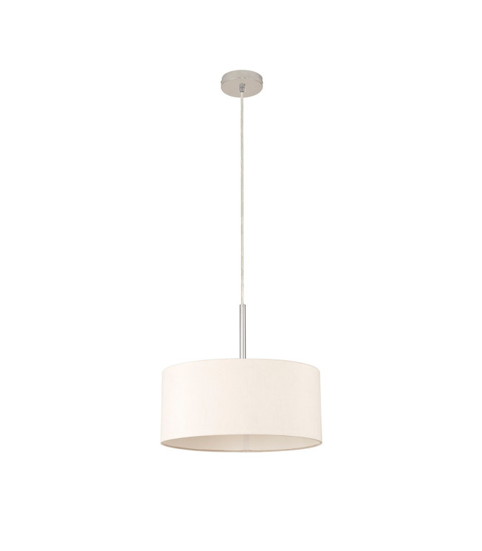 Baymont Polished Chrome E27 Universal Single Pendant With 40cm x 18cm Dual Faux Silk Shade Nude Beige/Moonlight-5