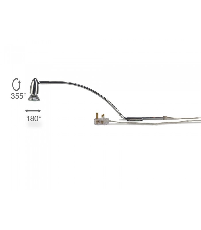 Over Cabinet 1 Light GU10 with Adjustable Head And 2m Cable c, w BS Plug Polished Chrome - 6