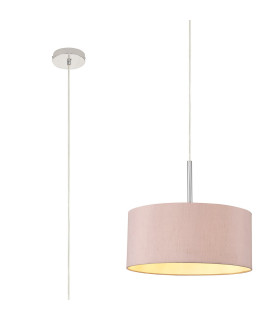 Baymont Polished Chrome E27 Universal Single Pendant With 40cm x 18cm Dual Faux Silk Shade Taupe/Halo Gold-1