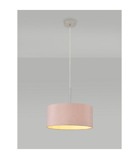 Baymont Polished Chrome E27 Universal Single Pendant With 40cm x 18cm Dual Faux Silk Shade Taupe/Halo Gold-2