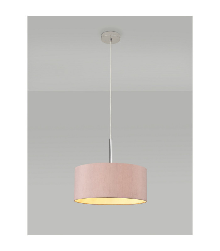 Baymont Polished Chrome E27 Universal Single Pendant With 40cm x 18cm Dual Faux Silk Shade Taupe/Halo Gold-2