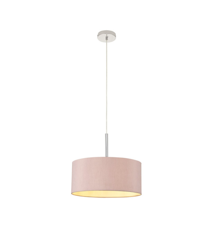 Baymont Polished Chrome E27 Universal Single Pendant With 40cm x 18cm Dual Faux Silk Shade Taupe/Halo Gold-4