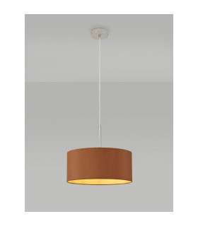 Baymont Polished Chrome E27 Universal Single Pendant With 40cm x 18cm Dual Faux Silk Shade Raw Cocoa/Grecian Bronze-2