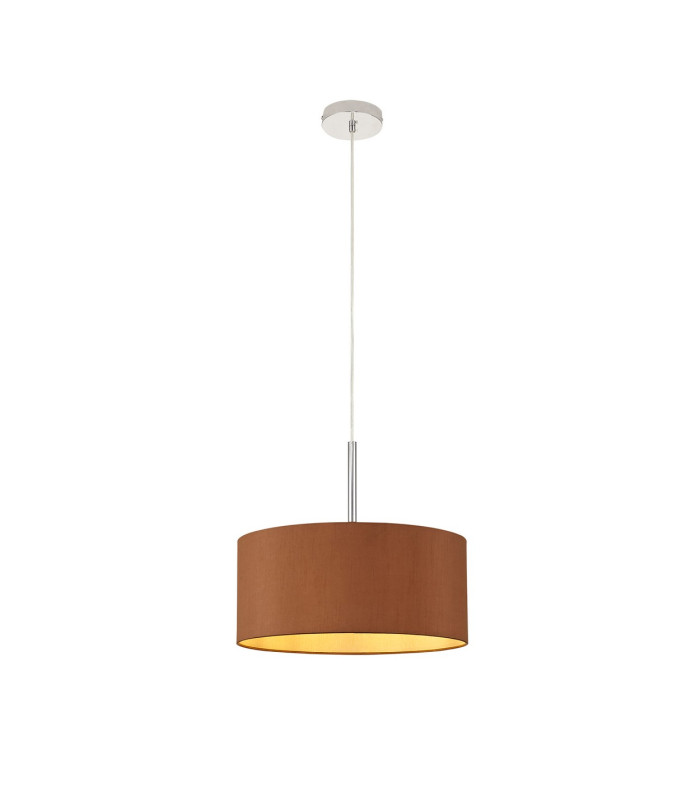 Baymont Polished Chrome E27 Universal Single Pendant With 40cm x 18cm Dual Faux Silk Shade Raw Cocoa/Grecian Bronze-4