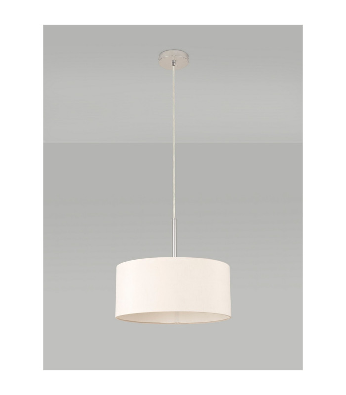 Baymont Polished Chrome E27 Universal Single Pendant With 40cm x 18cm Dual Faux Silk Shade Nude Beige/Moonlight-12