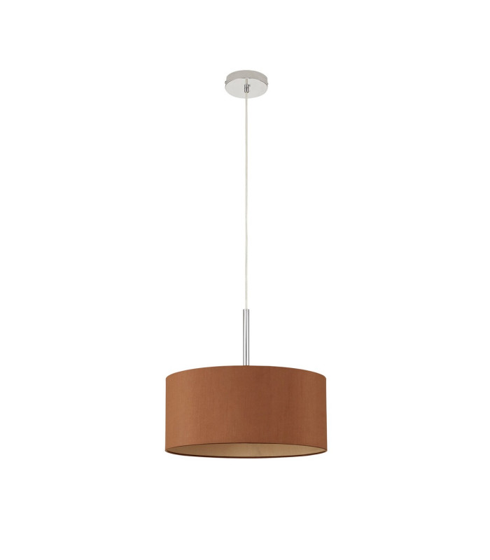 Baymont Polished Chrome E27 Universal Single Pendant With 40cm x 18cm Dual Faux Silk Shade Raw Cocoa/Grecian Bronze-5
