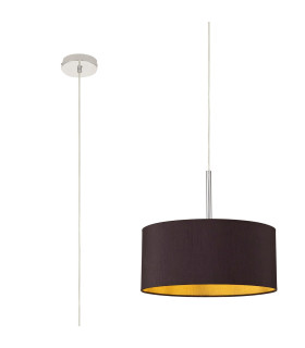 Baymont Polished Chrome E27 Universal Single Pendant With 40cm x 18cm Dual Faux Silk Shade Midnight Black/Green Olive-1