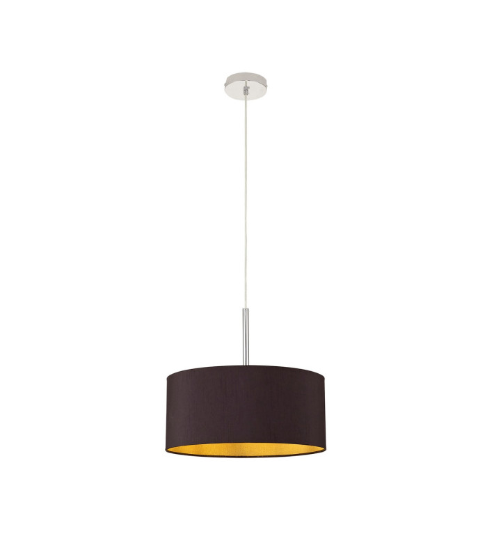 Baymont Polished Chrome E27 Universal Single Pendant With 40cm x 18cm Dual Faux Silk Shade Midnight Black/Green Olive-4