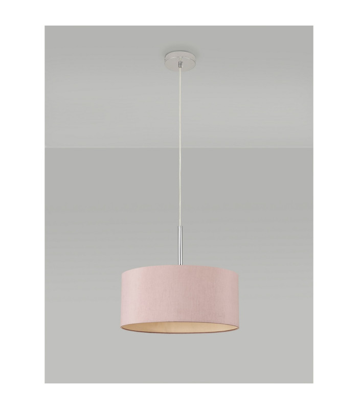 Baymont Polished Chrome E27 Universal Single Pendant With 40cm x 18cm Dual Faux Silk Shade Taupe/Halo Gold-12