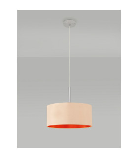 Baymont Polished Chrome E27 Universal Single Pendant With 40cm x 18cm Dual Faux Silk Shade Antique Gold/Ruby-2
