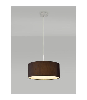Baymont Polished Chrome E27 Universal Single Pendant With 40cm x 18cm Faux Silk Shade Black/White Laminate-2
