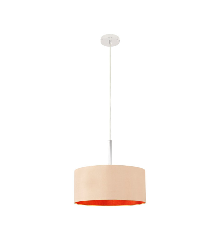 Baymont Polished Chrome E27 Universal Single Pendant With 40cm x 18cm Dual Faux Silk Shade Antique Gold/Ruby-4