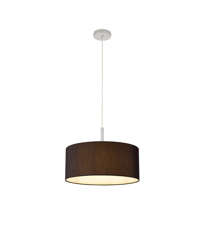 Baymont Polished Chrome E27 Universal Single Pendant With 40cm x 18cm Faux Silk Shade Black/White Laminate-4