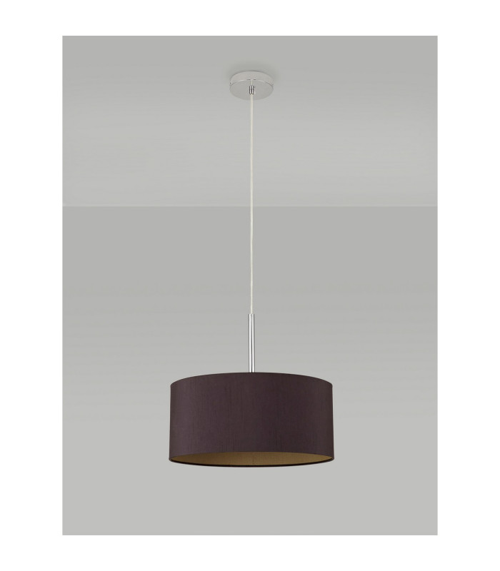 Baymont Polished Chrome E27 Universal Single Pendant With 40cm x 18cm Dual Faux Silk Shade Midnight Black/Green Olive-12