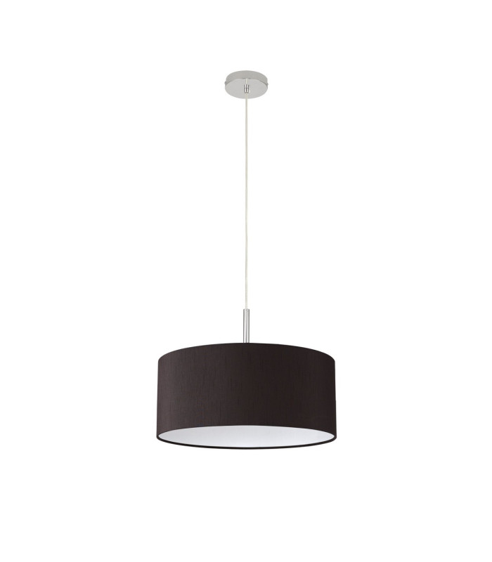 Baymont Polished Chrome E27 Universal Single Pendant With 40cm x 18cm Faux Silk Shade Black/White Laminate-5