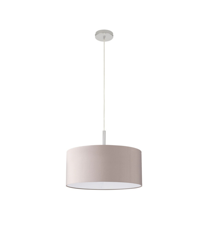 Baymont Polished Chrome E27 Universal Single Pendant With 40cm x 18cm Faux Silk Shade Grey/White Laminate-5