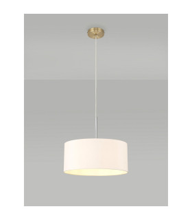 Baymont Antique Brass E27 Single Pendant With 40cm x 18cm Dual Faux Silk Shade Nude Beige/Moonlight-2