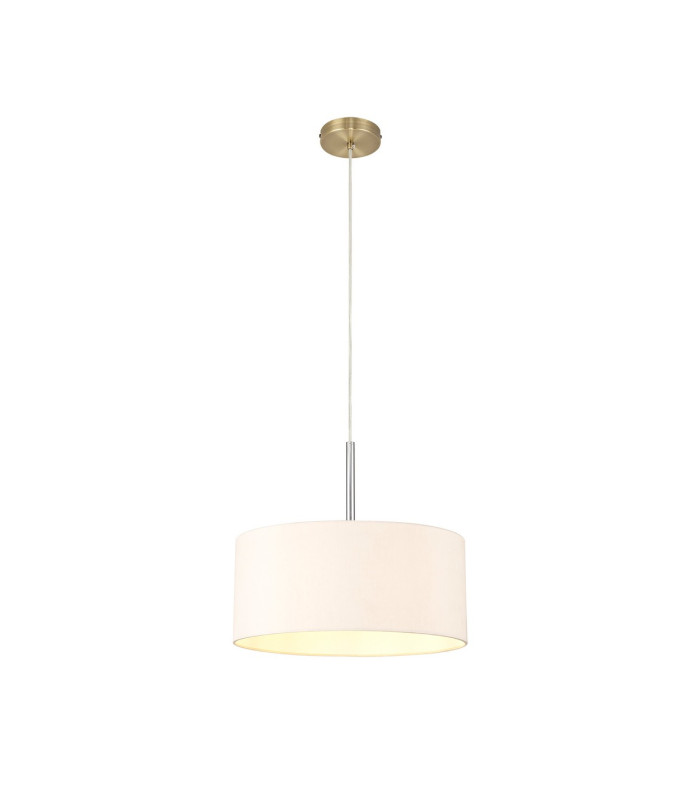 Baymont Antique Brass E27 Single Pendant With 40cm x 18cm Dual Faux Silk Shade Nude Beige/Moonlight-4