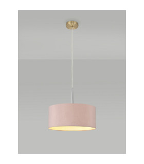 Baymont Antique Brass E27 Single Pendant With 40cm x 18cm Dual Faux Silk Shade Taupe/Halo Gold-2