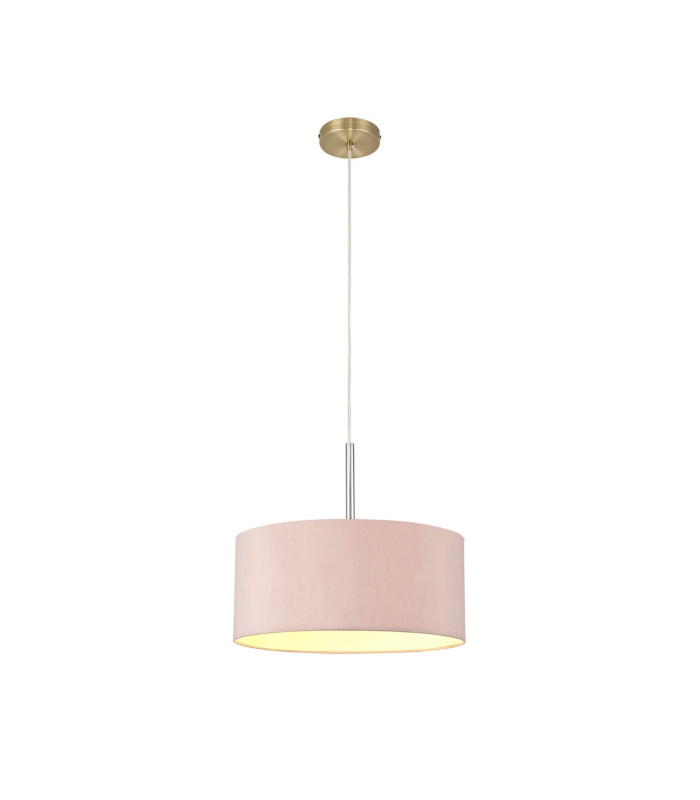 Baymont Antique Brass E27 Single Pendant With 40cm x 18cm Dual Faux Silk Shade Taupe/Halo Gold-4