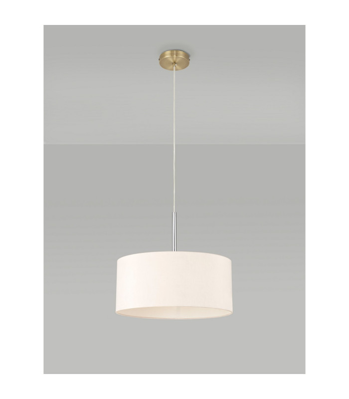 Baymont Antique Brass E27 Single Pendant With 40cm x 18cm Dual Faux Silk Shade Nude Beige/Moonlight-12