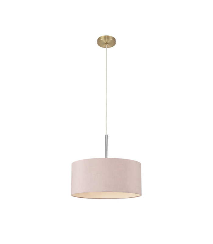 Baymont Antique Brass E27 Single Pendant With 40cm x 18cm Dual Faux Silk Shade Taupe/Halo Gold-5