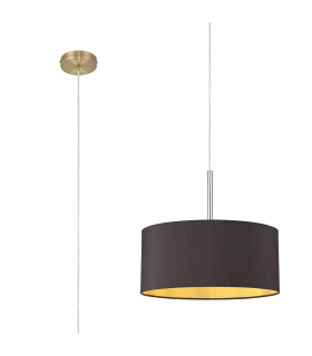 Baymont Antique Brass E27 Single Pendant With 40cm x 18cm Dual Faux Silk Shade Midnight Black/Green Olive-1