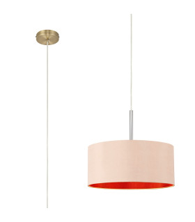 Baymont Antique Brass E27 Single Pendant With 40cm x 18cm Dual Faux Silk Shade Antique Gold/Ruby-1