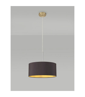 Baymont Antique Brass E27 Single Pendant With 40cm x 18cm Dual Faux Silk Shade Midnight Black/Green Olive-2
