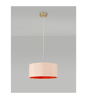 Baymont Antique Brass E27 Single Pendant With 40cm x 18cm Dual Faux Silk Shade Antique Gold/Ruby-2