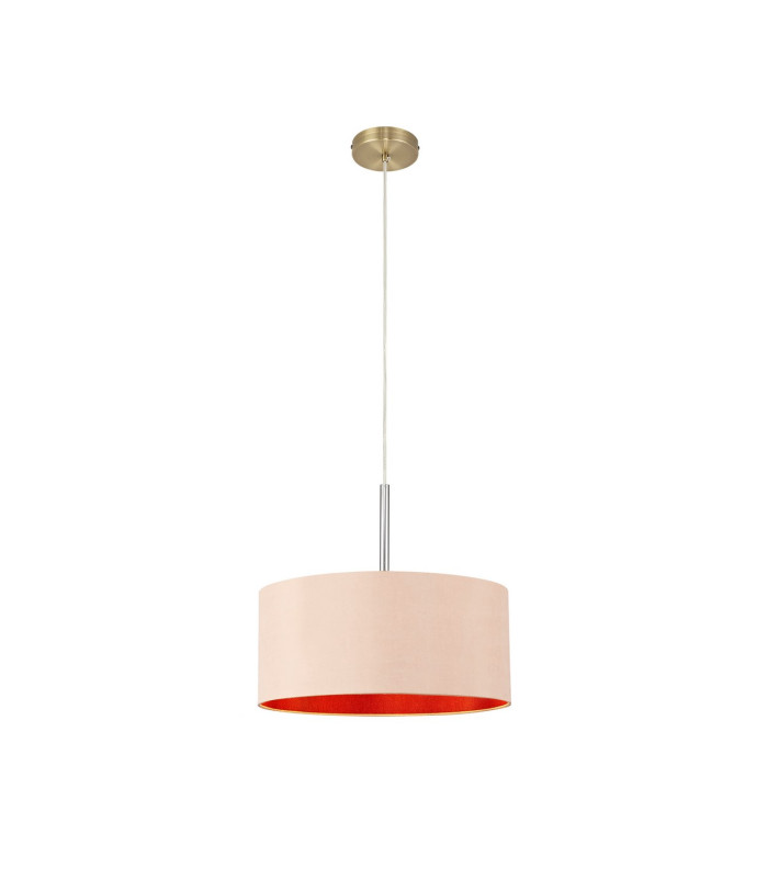 Baymont Antique Brass E27 Single Pendant With 40cm x 18cm Dual Faux Silk Shade Antique Gold/Ruby-4