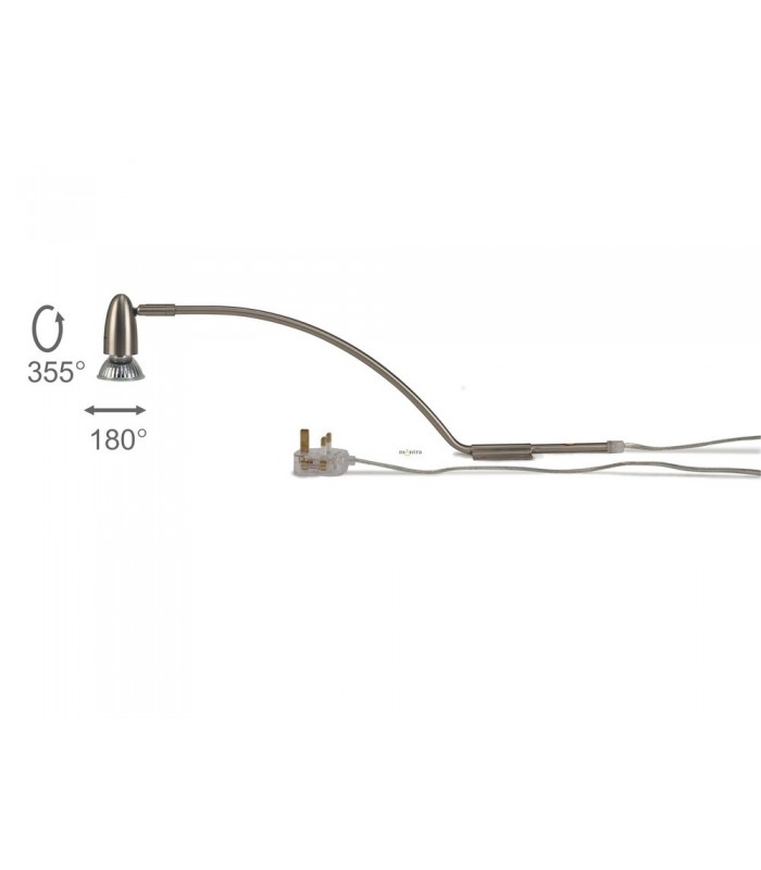 Over Cabinet 1 Light GU10 with Adjustable Head And 2m Cable c, w BS Plug Satin Nickel - 6