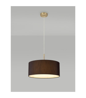 Baymont Antique Brass E27 Single Pendant With 40cm x 18cm Faux Silk Shade Black/White Laminate-2
