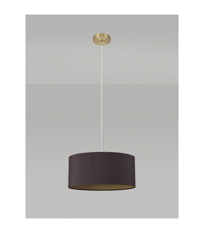 Baymont Antique Brass E27 Single Pendant With 40cm x 18cm Dual Faux Silk Shade Midnight Black/Green Olive-12
