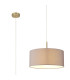 Baymont Antique Brass E27 Single Pendant With 40cm x 18cm Faux Silk Shade Grey/White Laminate-1