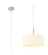 Baymont Satin Nickel E27 Single Pendant With 40cm x 18cm Faux Silk Shade Ivory Pearl/White Laminate-1