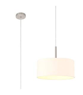 Baymont Satin Nickel E27 Single Pendant With 40cm x 18cm Dual Faux Silk Shade Nude Beige/Moonlight-1