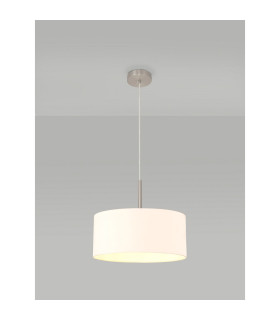 Baymont Satin Nickel E27 Single Pendant With 40cm x 18cm Dual Faux Silk Shade Nude Beige/Moonlight-2