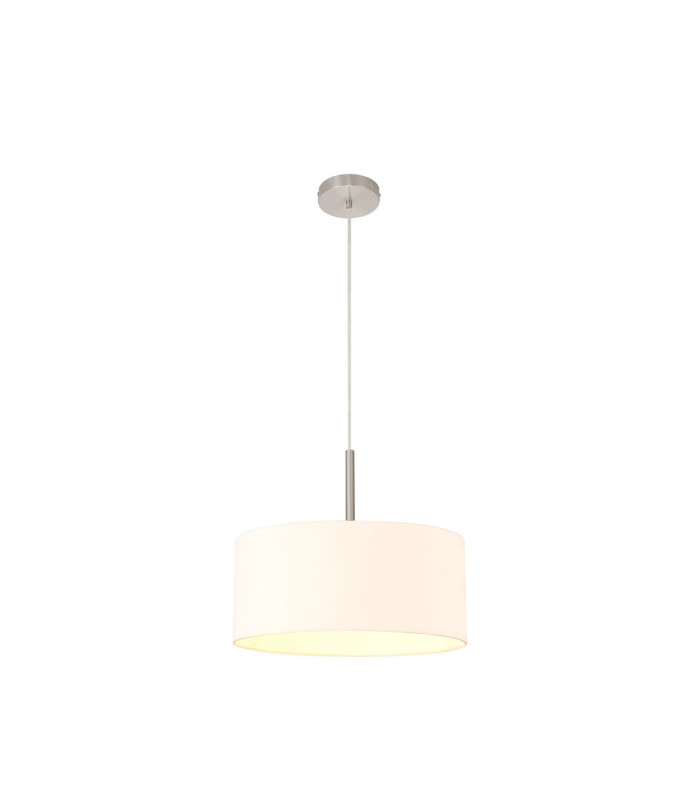 Baymont Satin Nickel E27 Single Pendant With 40cm x 18cm Dual Faux Silk Shade Nude Beige/Moonlight-4