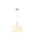 Baymont Satin Nickel E27 Single Pendant With 40cm x 18cm Faux Silk Shade Ivory Pearl/White Laminate-4