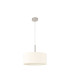 Baymont Satin Nickel E27 Single Pendant With 40cm x 18cm Faux Silk Shade Ivory Pearl/White Laminate-5